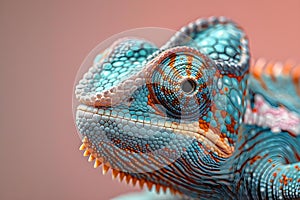 Colorful Chameleon Close-Up: Nature\'s Master of Disguise. Concept Nature Photography, Wildlife photo