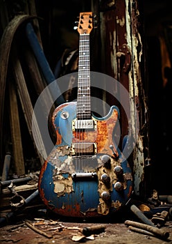 Concept of Neglected Passions. An old guitar lies in a corner gathering dust, indicating the loss of enthusiasm for once