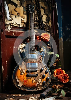 Concept of Neglected Passions. An old guitar lies in a corner gathering dust, indicating the loss of enthusiasm for once