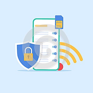 Concept of network and Internet settings on a mobile phone