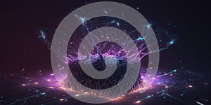 Concept of neural network, artificial intelligence, and big data processing. Abstract background.