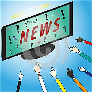 Concept.News is our god on lcd tv with hands