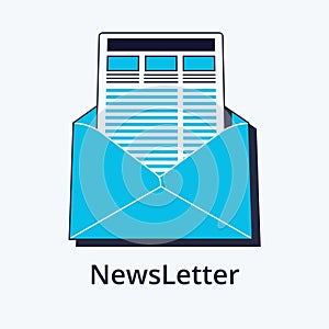 Concept of NewsLetter in flat line design. Icon in trend style. Modern vector illustration