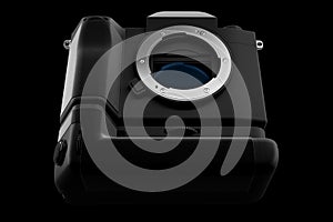 Concept of nonexistent DSLR camera isolated on a white background