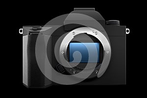 Concept of nonexistent DSLR camera isolated on a white background