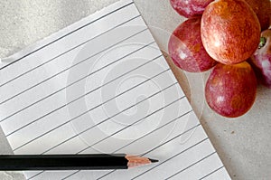 Concept Notes And fruit together