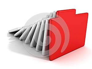 Concept office document paper folders with red one