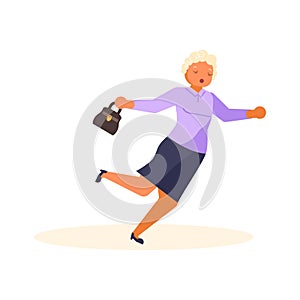 Concept of the old woman tripped