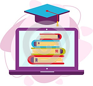 The concept of online learning, university, courses, college.