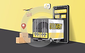 Concept of online shopping and delivery services