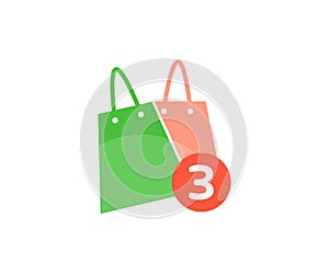 Concept of online shopping, Digital Marketing promotion of online stores logo design. hopping bag for buy, sale, discount.