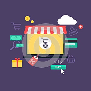 Concept online shopping and e-commerce.