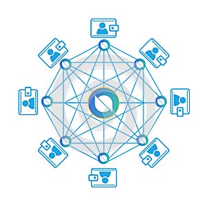 Concept of Ontology Coin or ONT, a blockchain platform , Digital money photo