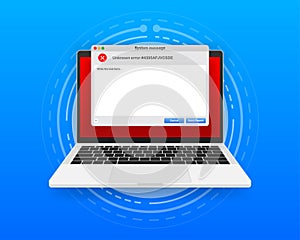 Concept operating system error warning for web page on screen computer. 404 error web page. Error warning window