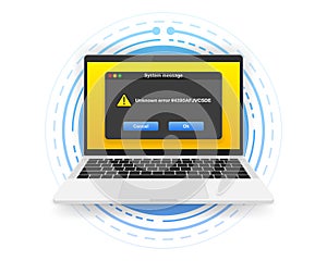 Concept operating system error warning for web page on screen computer. 404 error web page. Error warning window
