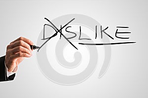 Concept of opposites for Dislike - Like