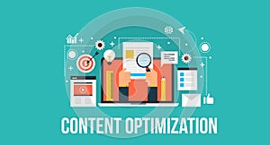 Concept optimization concept - digital marketing flat design banner photo