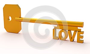 Concept orange key with word LOVE