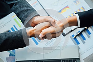 Concept of partnership - handshake business partners Successful team