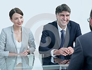 Lawyers discuss the contractual agreement photo