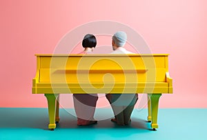concept people art music illustration performance trend piano colourful modern. Generative AI.