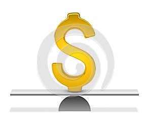 Concept of perfect balance with gold dollar sign