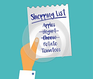 concept of person holding shopping list o