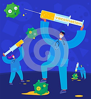 Concept of a persone with a vaccine for coronavirus COVID-19 photo