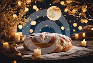 Concept Photo, moon-shaped bread eid mubarak