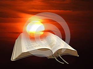 Spiritual bible light open holy book