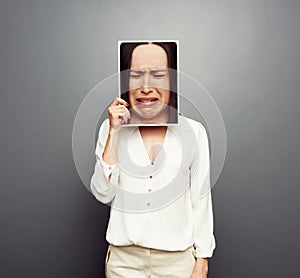 Concept photo of sad woman