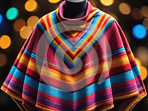 Photograph Of Colorful Mexican Poncho. Generative AI