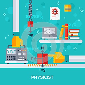Concept of physicist workplace photo