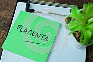 Concept of Placenta write on sticky notes isolated on white background