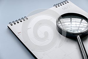 Concept of plan a monthly calendar for meetings or manage your daily activities