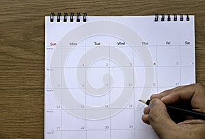 Concept of plan a monthly calendar for meetings or manage your daily activities