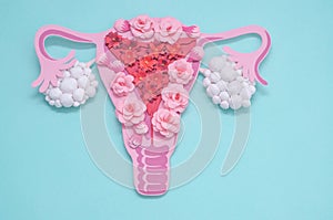 Concept polycystic ovary syndrome, PCOS. Copy space, women reproductive system