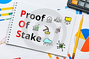 Concept pos and Proof of Stake with abstract icons photo