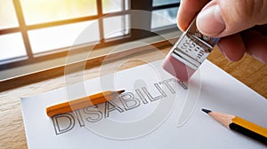 Concept of positive change erasing the word 