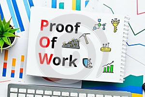 Concept pow or Proof of Work with abstract icons photo