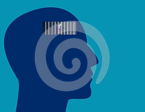 Concept prisoner of mind. Vector flat illustration