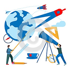 Concept problem solving. Learning, education flat vector illustration
