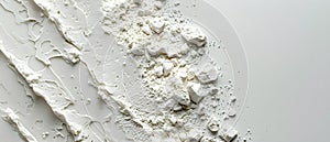 Concept Product Photography, White Aesthetic, Natural Minimalist White Willow Bark Powder on White