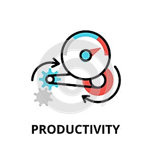 Concept of Productivity icon, modern flat thin line design vector illustration