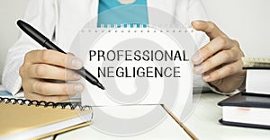 Concept Professional Negligence message