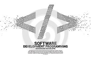 Vector software development programming tag icon with square dot pixel.