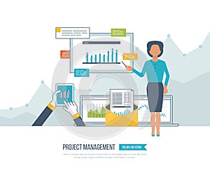 Concept for project management, investment, finance, financial report, education.