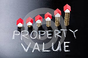 Concept Of Property Value On Blackboard photo
