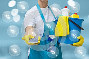 Concept of providing discounts a cleaning service