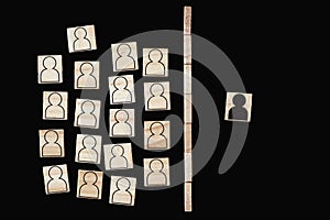 Concept of racism and misunderstanding between people, prejudice and discrimination. Wooden block with a white people figures and